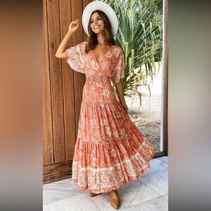 Petal & Pup Orange and White Maxi Florin Dress